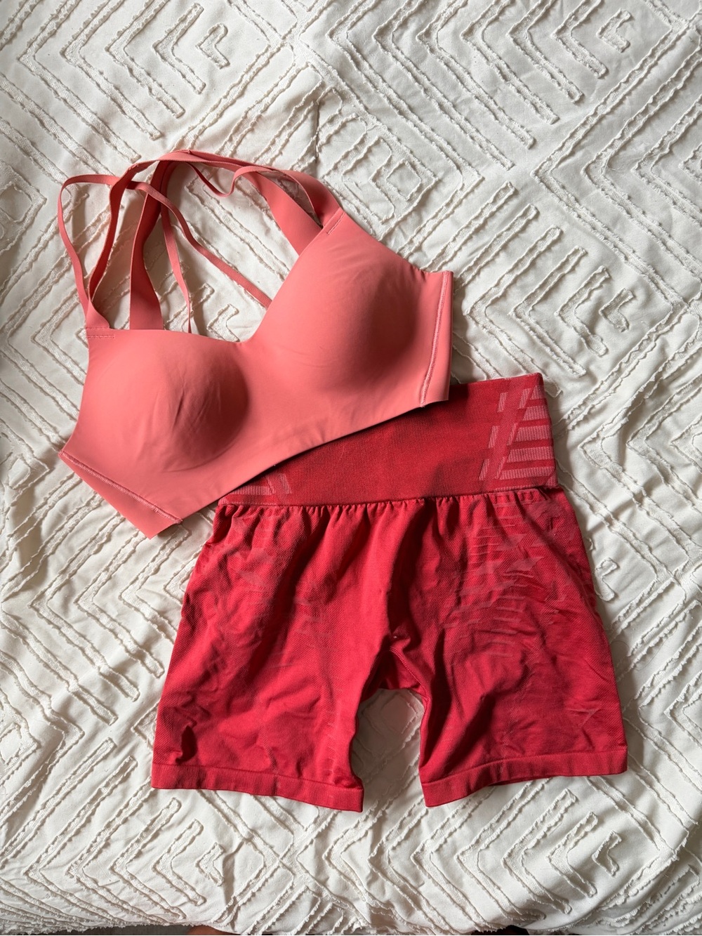 Gymshark Pink Coral Sports Bra and Seamless